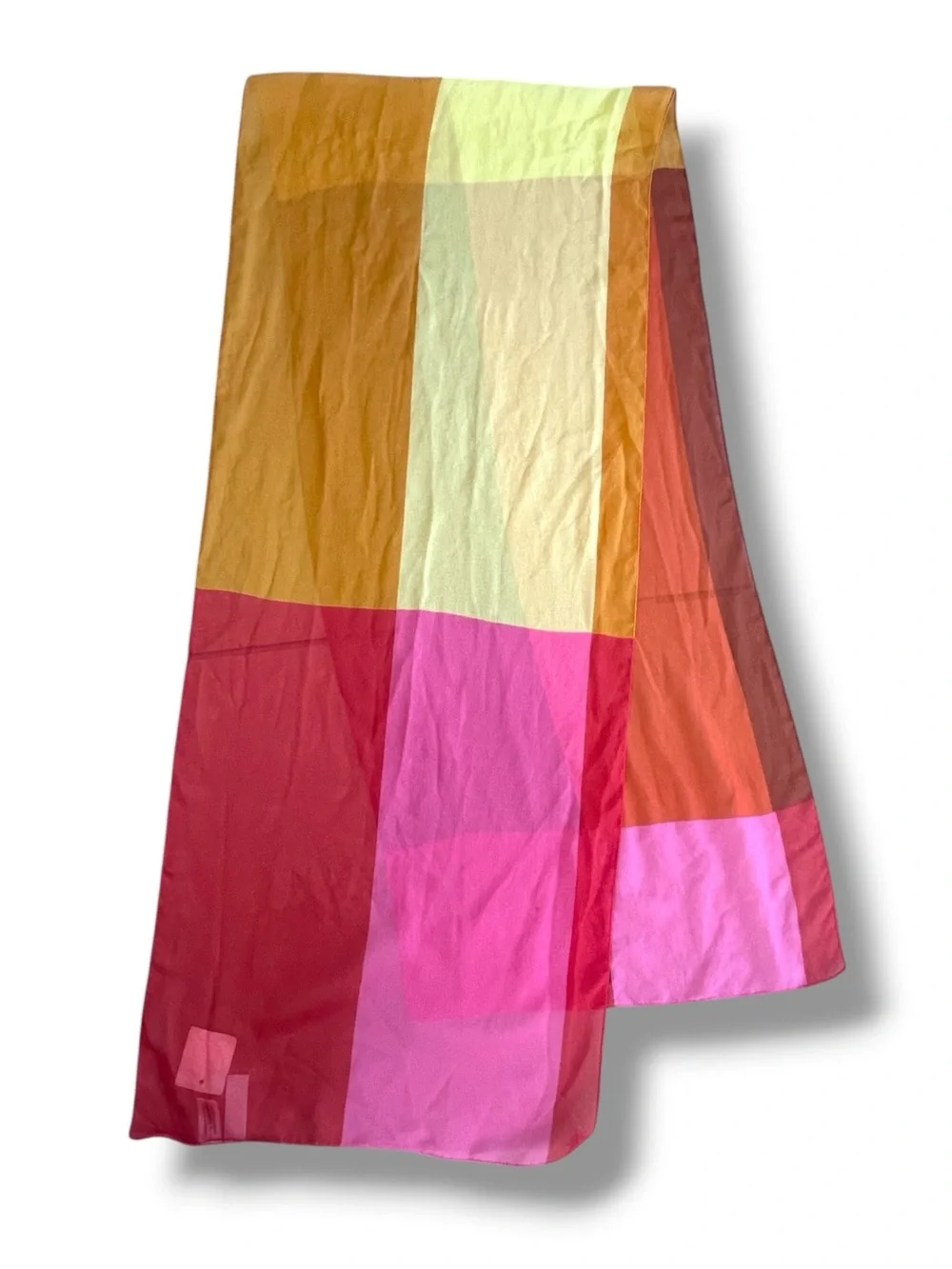 Jones New York Italy Color Block Sheer Scarf Wrap Shawl Pink Orange Yellow NWT